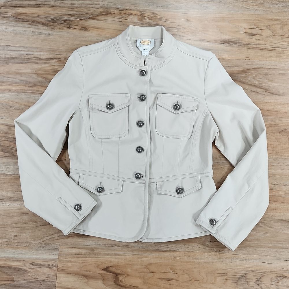 ☔️🔸️Talbots Cream Buttoned Fitted Blazer w/ Buttoned Pockets Size 6